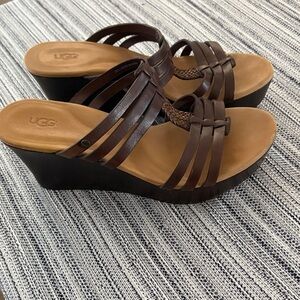 UGG Women's Chocolate Brown Strappy Wedges